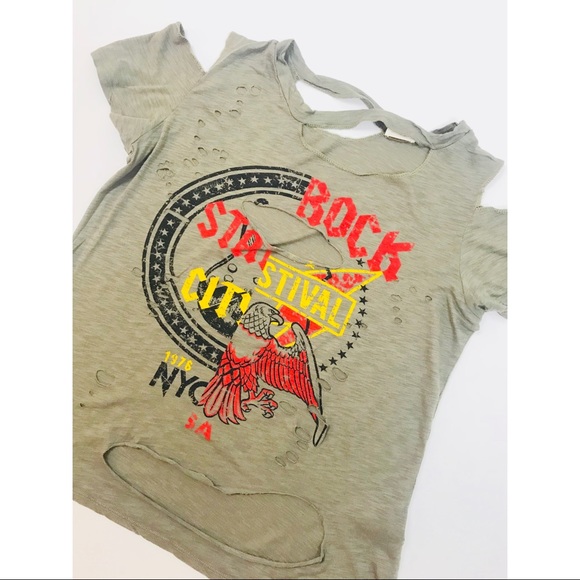 Emory Park Heavily Distressed Shredded Shirt - Picture 2 of 7